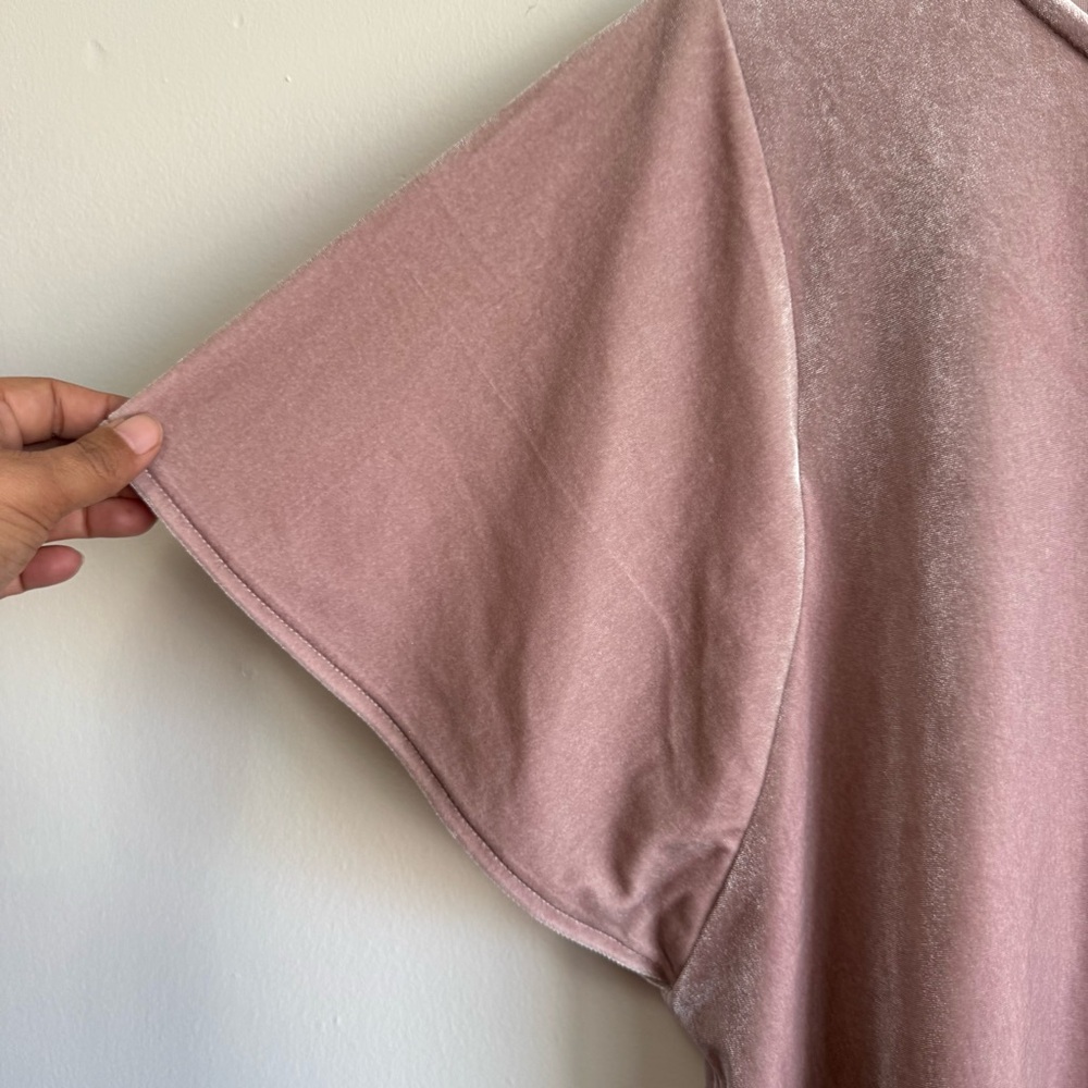 Madewell Velvet Top Medium M Pink Short Sleeve Boho Flutter Soft Party Tee - Picture 5 of 6